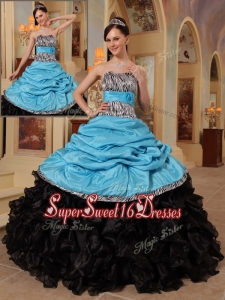 New Style Blue and Black Ball Gown Strapless Quinceanera Dresses