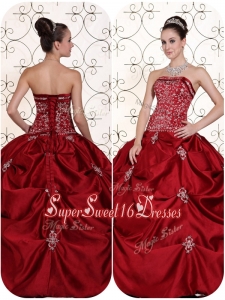 Fall Best Selling Embroidery and Pick Ups Strapless Quinceanera Dresses
