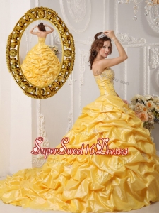 New Style Pick Ups and Appliques Quinceanera Gowns with Court Train