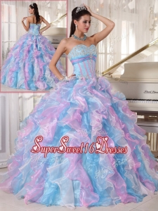 Summer Elegant Multi Color Quinceanera Gowns with Ruffles and Appliques