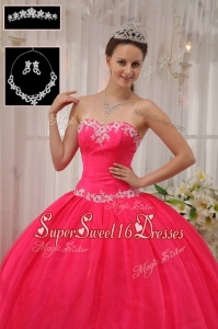 Winter Latest Ball Gown Appliques Quinceanera Dresses in Coral Red