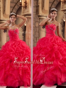 Luxurious Red Sweetheart Quinceanera Gowns with Ruffles
