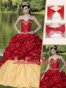Latest Appliques and Pick Ups Quinceanera Gowns with Brush Train