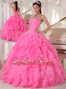 Popular Hot Pink Ball Gown Strapless Quinceanera Dresses