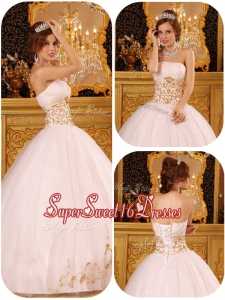 New Arrivals Appliques Quinceanera Gowns in White for 2016 Spring
