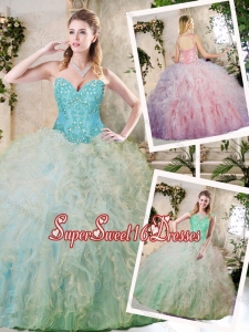 Cheap Multi Color Quinceanera Dresses with Appliques and Ruffles