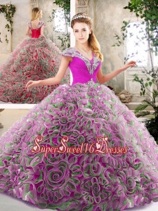 Cute Beading and Ruffles Sweet Sixteen Dresses in Multi Color