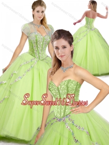 Spring Beautiful Sweetheart Beading Quinceanera Dresses in Yellow Green