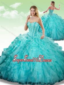 2016 Gorgeous Sweetheart Beading Turquoise Sweet 16 Dresses in Turquoise