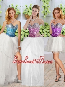 Cute White Detachable Sweet Sixteen Dresses with Sequins and High Slit