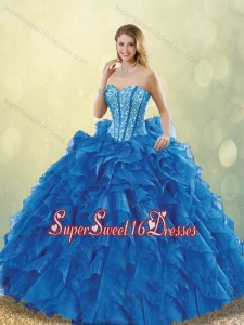Perfect Beading Sweetheart Detachable Perfect Sweet 16 Dresses in Blue