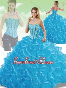 Perfect Sweetheart Detachable Sweet 16 Dresses with Beading and Ruffles