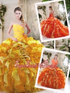 Beautiful Beading and Ruffles Sweet 16 Dresses in Multi Color