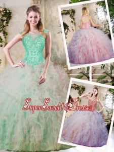 Perfect Appliques and Ruffles Sweet 16 Dresses in Multi Color