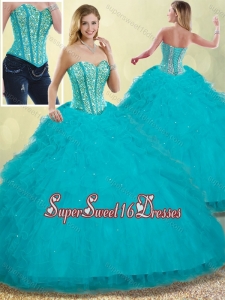 Luxurious Puffy Sweetheart Detachable Sweet Sixteen Dresses with Beading