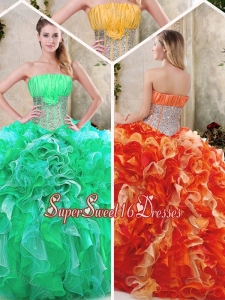 Luxurious Strapless Sweet Sixteen Dresses with Sequins and Ruffles