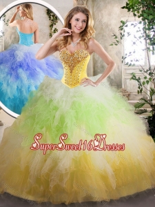 Simple Sweetheart Sweet Sixteen Dresses with Beading and Ruffles