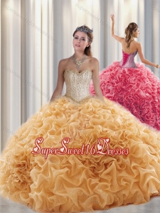 2016 Luxurious Ball Gown Sweetheart Beading Quinceanera Dresses with Brush Train