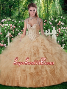 2016 Luxurious Beading Quinceanera Dresses in Champange