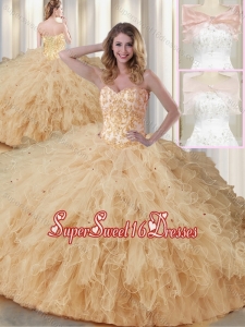 Perfect Sweetheart Beading Quinceanera Dresses in Champagne