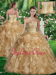 Fashionable Ball Gown Sweetheart Sweet 16 Gowns in Champagne