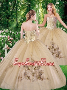 Perfect Ball Gown Beading Champagne Quinceanera Dresses with for all