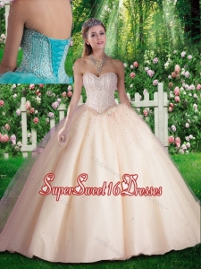 Simple Beading Champagne Quinceanera Dresses for 16 brithday Party