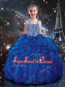 Hot Sale Ball Gown Straps Beading Mini Quinceanera Dresses in Blue