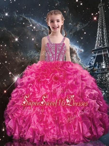 Hot Sale Straps Mini Quinceanera Dresses with Beading and Ruffles