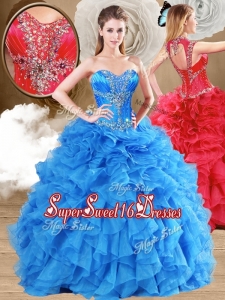 15th Birthday Party Dresses Ball Gown Sweet 16 Gowns with Beading and Ruffles