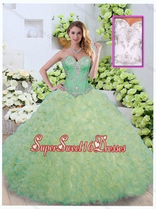 2016 Cheap Ball Gown Beading and Ruffles Quinceanera Dresses