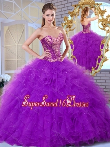 2016 Cheap Sweetheart Ruffles and Appliques Sweet 16 Gowns