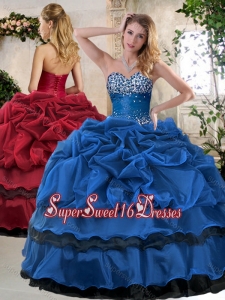 2016 Classical Ball Gown Beading and Pick Ups 15th Birthday Party Dresses