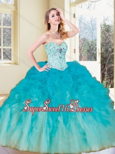 2016 Hot Sale Ball Gown Quinceanera Gowns with Beading and Ruffles