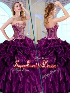 2016 Quinceanera Dresses Ball Gown Sweetheart Ruffles and Appliques Quinceanera Gowns