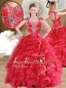 2016 Quinceanera Dresses Beading and Ruffles Quinceanera Gowns in Red