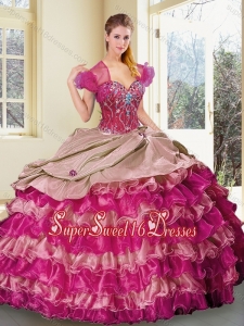 Cheap Sweetheart Multi Color Quinceanera Gowns with Ruffled Layers