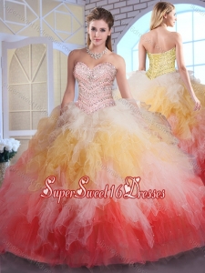 Romantic Ball Gown 15th Birthday Party Dresses in Multi Color with Beading and Ruffles