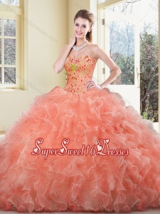 2016 Cheap Ball Gown Beading and Ruffles Sweet 16 Dresses