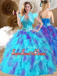 2016 Quinceanera Dresses Ball Gown Sweetheart Ruffles Sweet 16 Dresses in Multi Color