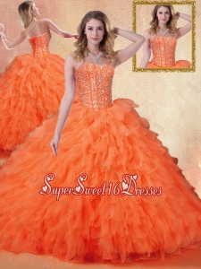 2016 Classical Sweetheart Ruffles 15th Birthday Party Dresses in Orange Red