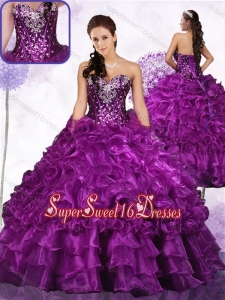 2016 Beautiful Beading Ball Gown Sweet 16 Dresses with Ruffles and Sequins