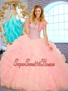 2016 Lovely Ball Gown Sweetheart Quinceanera Dresses with Beading and Ruffles