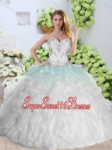 2016 Simple Sweetheart White Quinceanera Gowns with Appliques and Ruffles