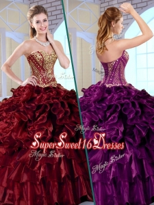 2016 Wonderful Ball Gown Sweetheart Simple Sweet Sixteen Dresses with Ruffles and Appliques
