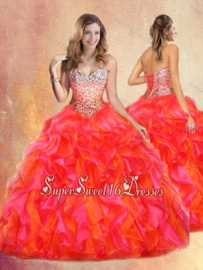 Pretty Ball Gown Multi Color Sweet 16 Gowns with Beading and Ruffles