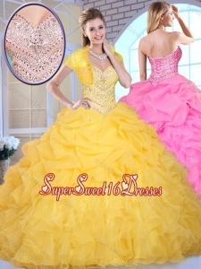 2016 Pretty Ball Gown Sweetheart Beading and Pick Ups Quinceanera Gowns