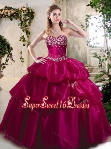 Beautiful Ball Gown Sweet 16 Gowns with Beading and Pick Ups