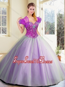 Discount Floor Length Lavender Quinceanera Dresses with Beading