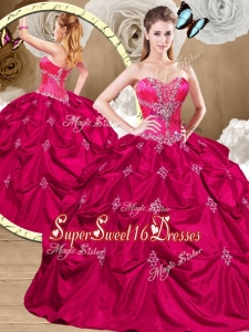 Luxurious Hot Pink 2016 Quinceanera Dresses with Appliques and Pick Ups